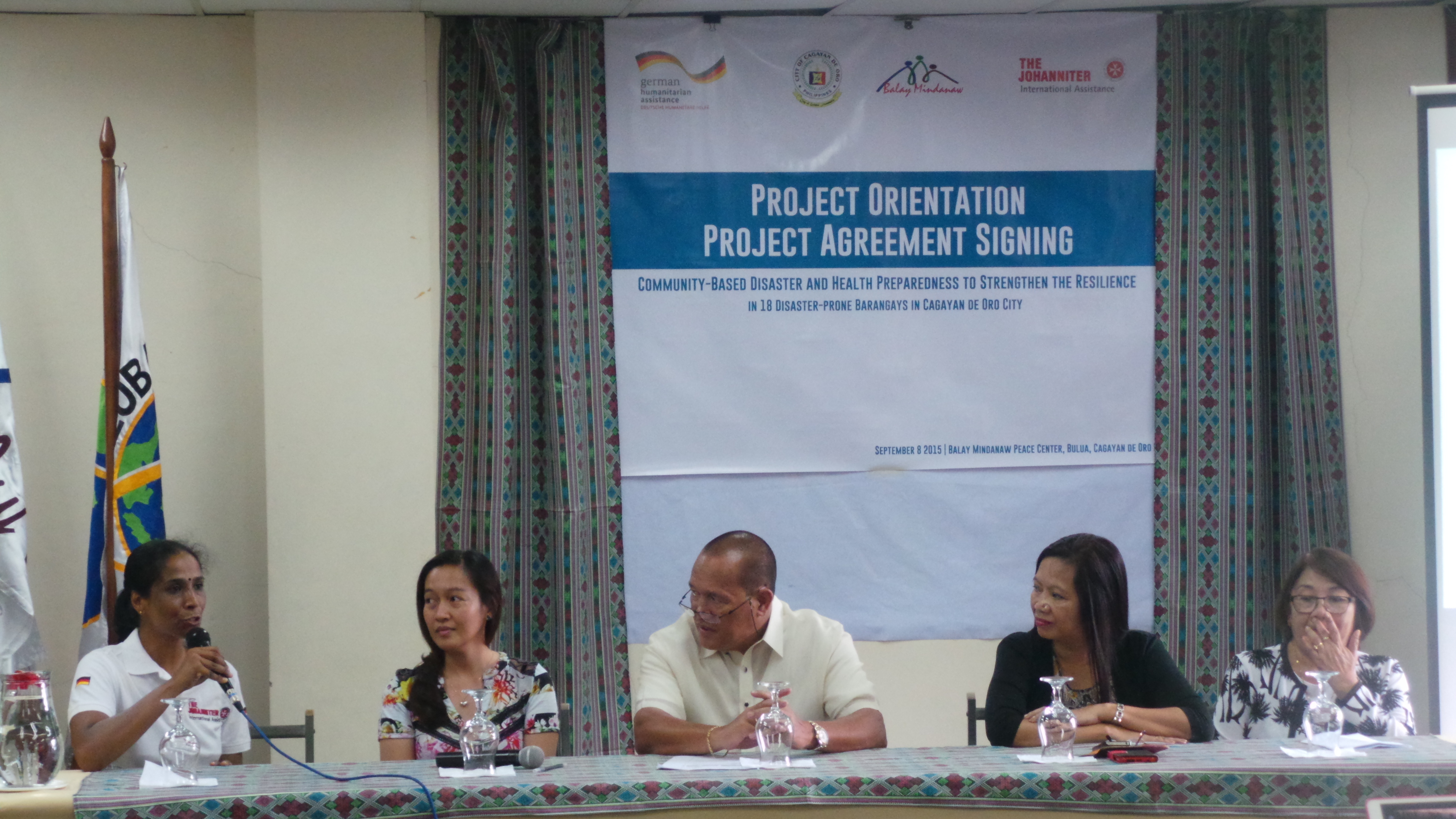 Ms. Asuntha Charles of Johanniter International delivers a message to the participating communities.
